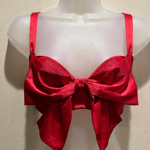 Victoria's Secret Other - Victoria's Secret Red Satin Bow Bralette